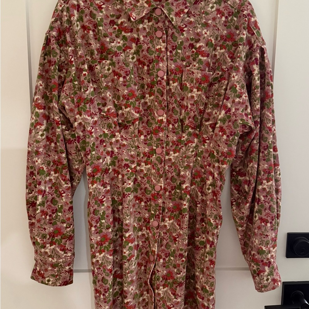 Fate Red and Green Floral Casual Dress